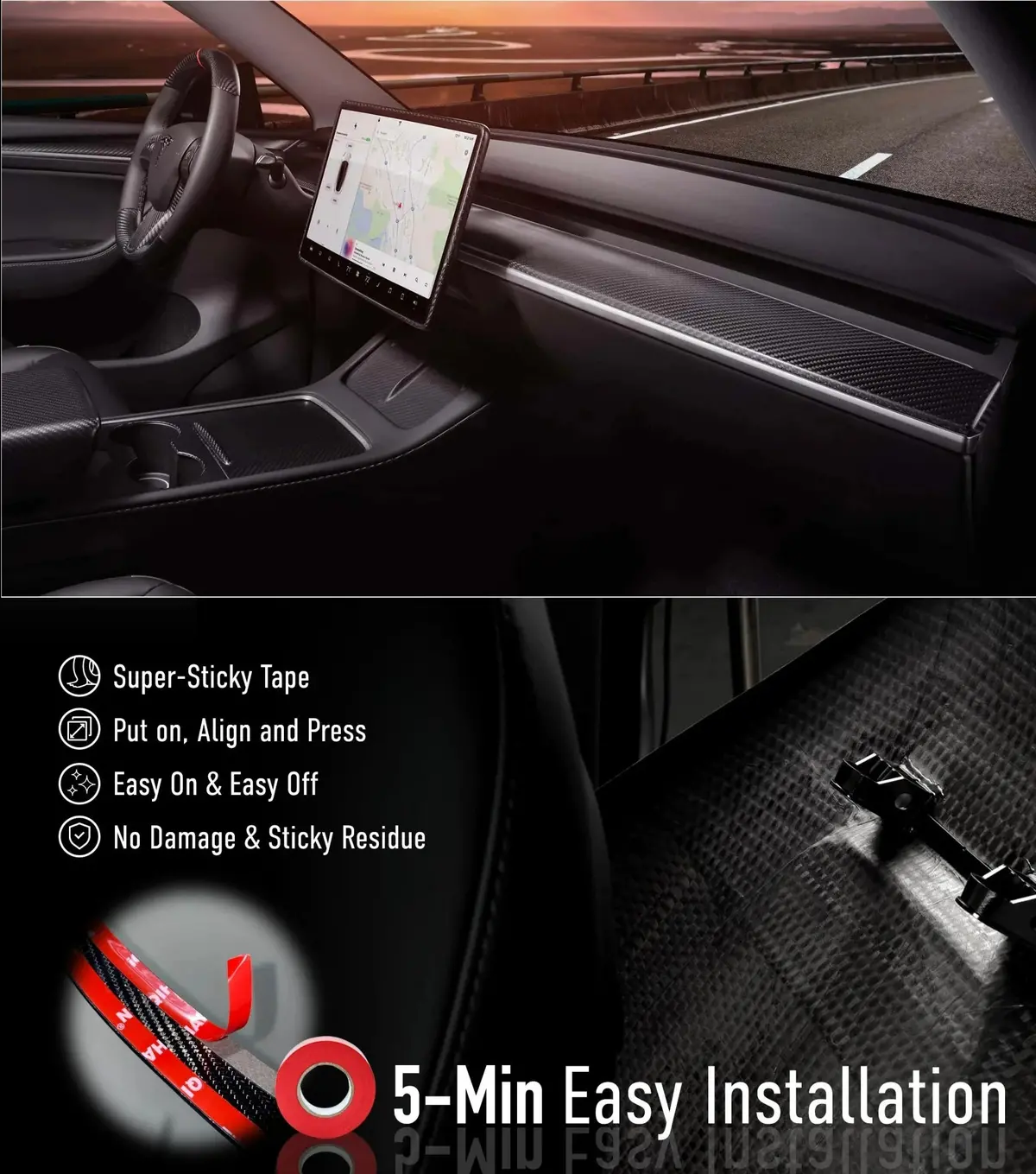Carbonati Usa Tesla Model 3 / Model Y Dry Carbon Dashboard Trim 3