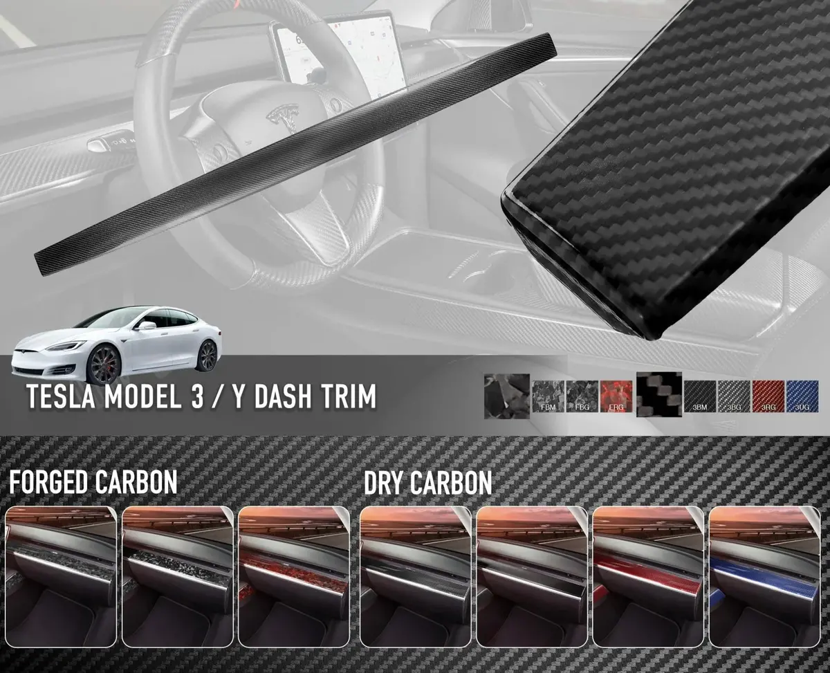 Carbonati Usa Tesla Model 3 / Model Y Dry Carbon Dashboard Trim 2