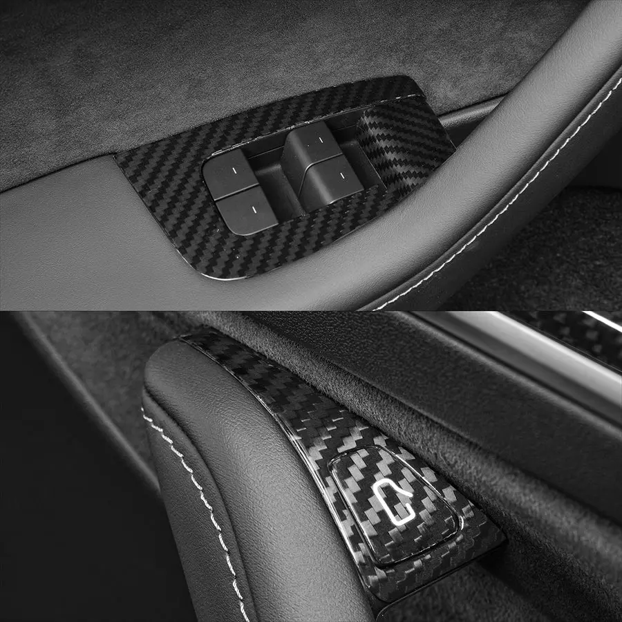 Carbonati Usa Tesla Model 3 / Model Y Dry Carbon Fiber Windows & Door Switches Covers 1