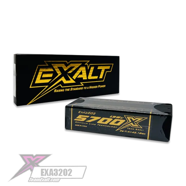 Exa3202 Exalt X-Rated 2S 135C Hardcase Shorty Lipo Battery(7.4/5700 Mah)5Mm Bullet 1