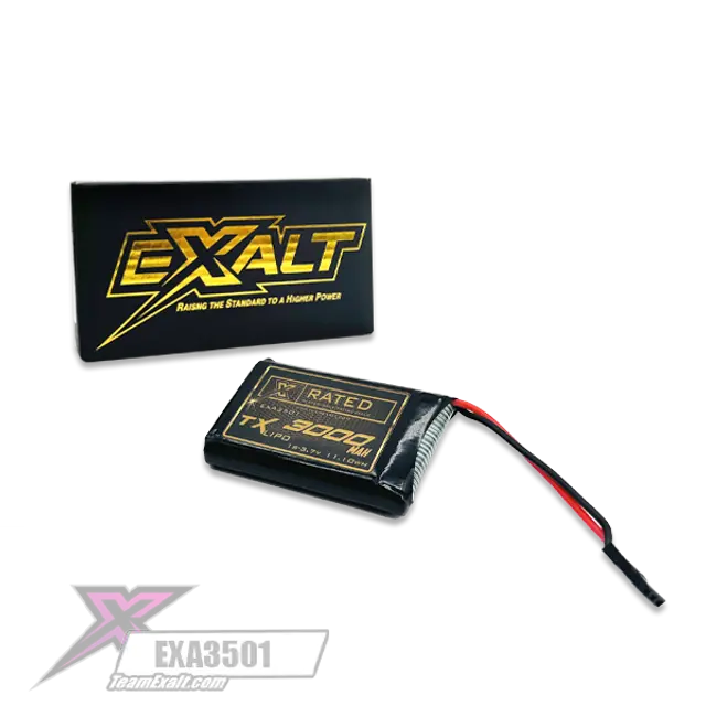 Exa3501 Exalt X Rated 1S Lipo Tx/Reciever Battery (3.7V/3000Mah) W/ Futaba Connector 1