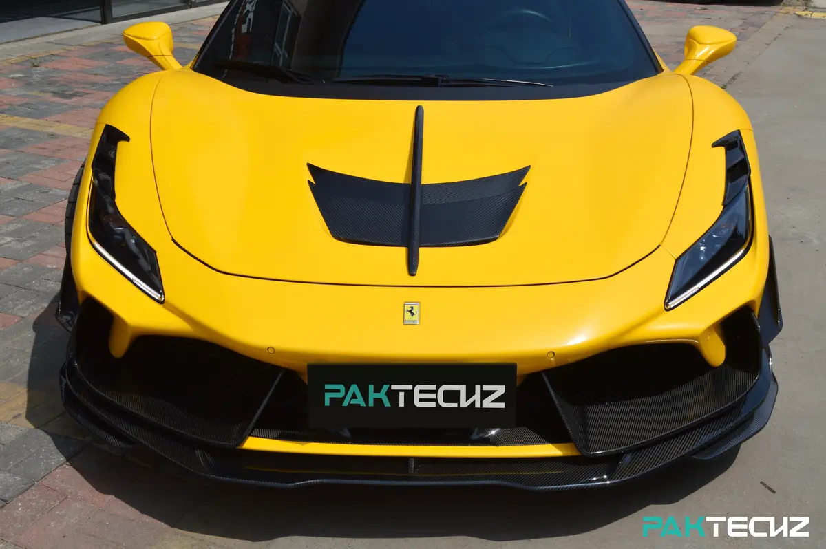 Paktechz Carbon Fiber Front Bumper Upper Canards For Ferrari F8 Tributo / Spider 1