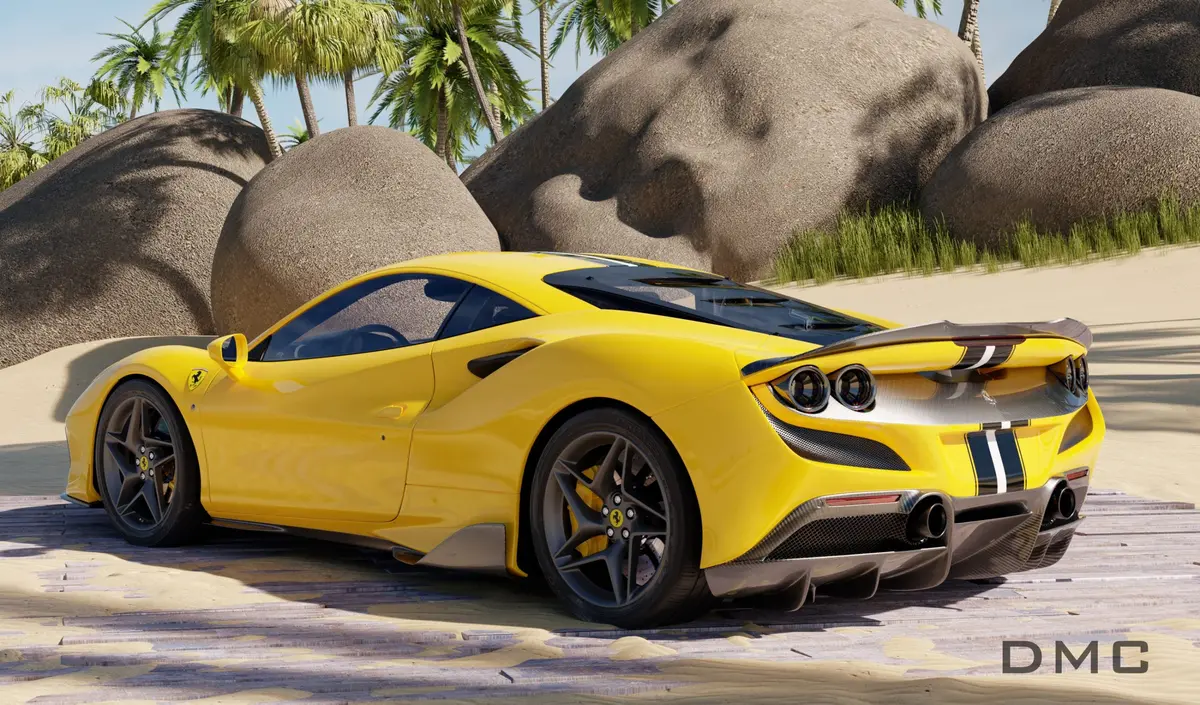 Dmc Ferrari F8 Tributo Forged Carbon Riber Rear View Camera Cover Fits The Oem Rear Bumper Of The Coupe & Spider 1
