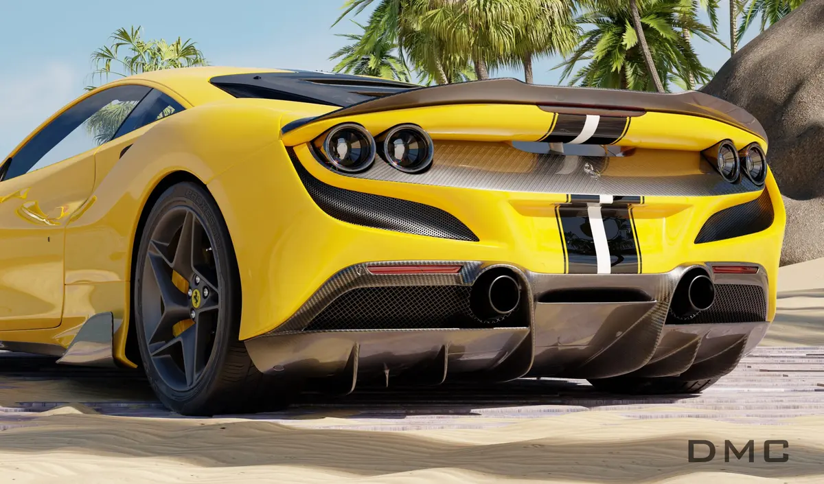 Dmc Ferrari F8 Tributo Forged Carbon Riber Rear Diffuser Fits The Oem Rear Bumper Of The Coupe And Spider 1