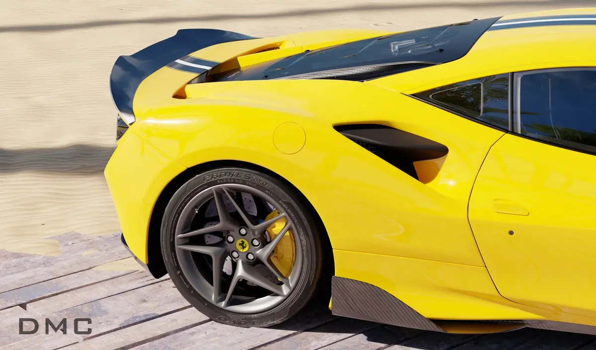 Dmc Ferrari F8 Tributo Carbon Riber Rear Wing Duck Spoiler Lip Fits On The Oem Deck Lid Trunk Of The Coupe & Cabrio (Convertible) 2