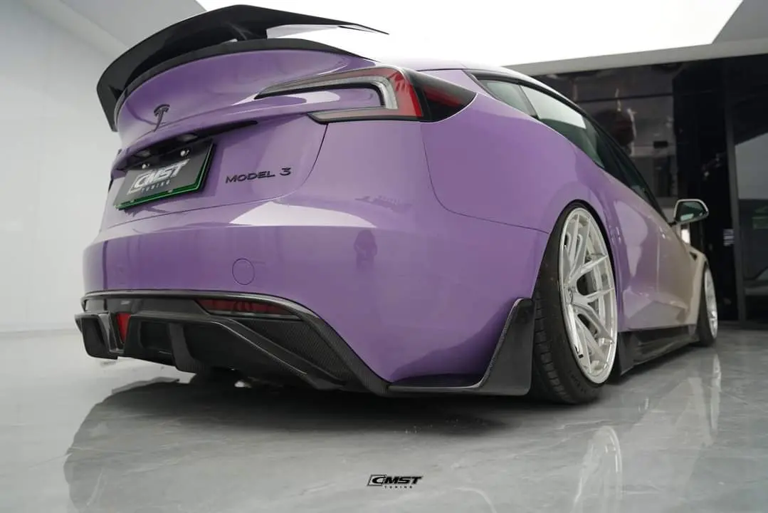 Cmst Carbon Fiber Rear Diffuser Side Splitters For Tesla Model 3 Highland 2023+ 1