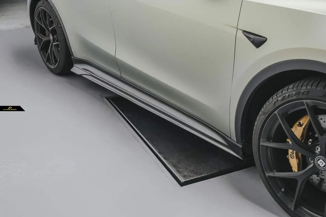Future Design Carbon Fiber Side Skirt Splitters For Tesla Model Y 1
