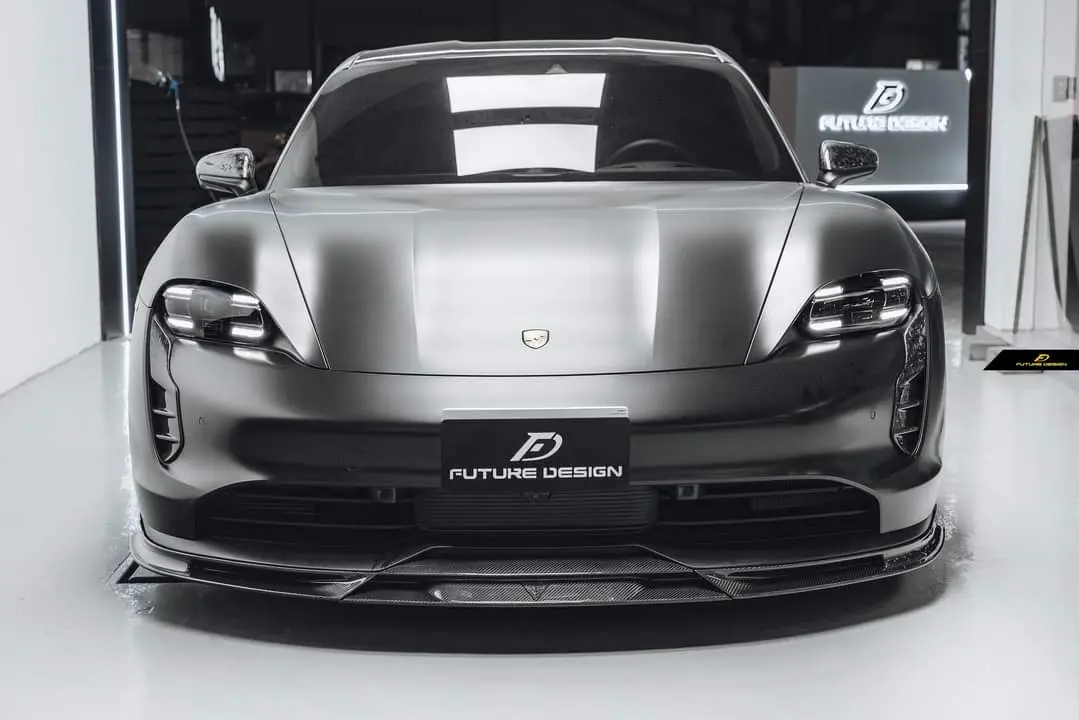 Future Design Carbon Fiber Front Lip Splitter Ver. 2  For Porsche Taycan Base & 4S 1