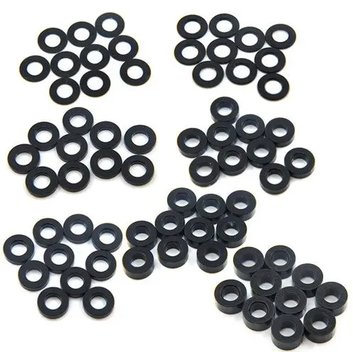 Ya-0390Bk Aluminium M3 Flat Washer .25/.5/1/1.5/2.5/3Mm 10Pcs Set Black 1