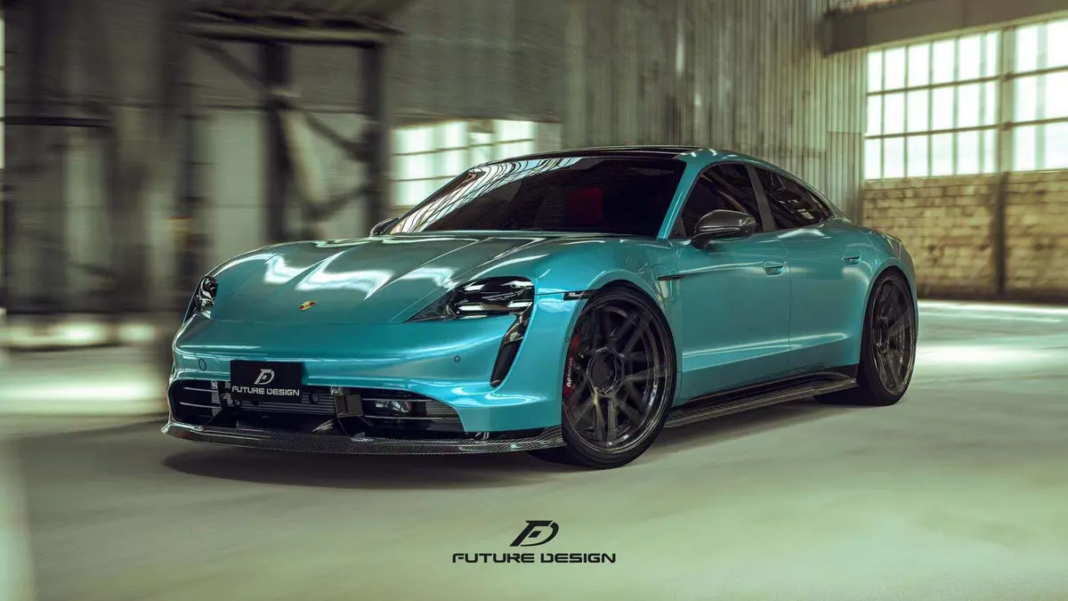 Future Design Carbon Fiber Front Lip Splitter For Porsche Taycan Base & 4S 1