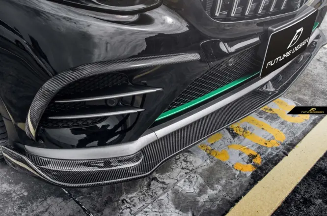 Future Design Carbon Fiber Front Bumper Canards For Mercedes Benz Glc250 Amg / Glc300 Amg / Glc43 Amg W253 Glc & C253 Glc Coupe 2016-2019 Pre-Facelift 1