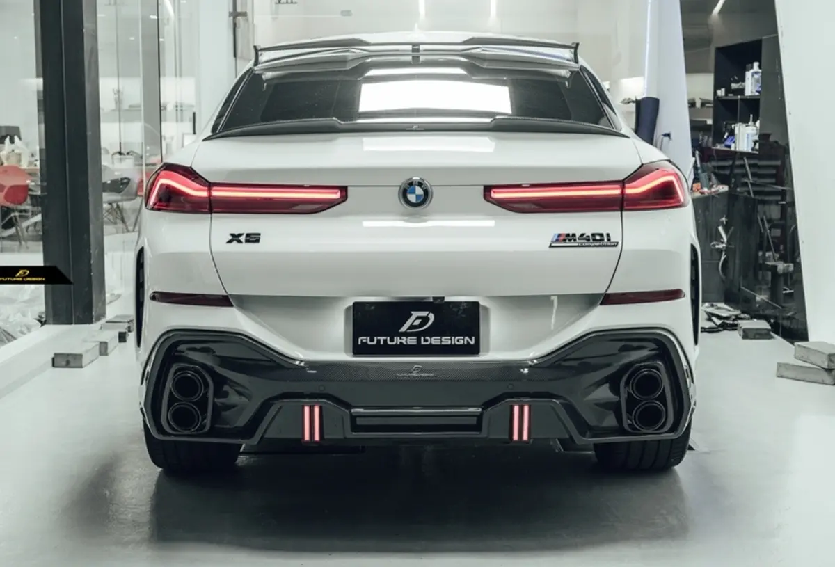Future Design Carbon Fiber Rear Diffuser W/Led For Bmw X6 G06 2020+ 1