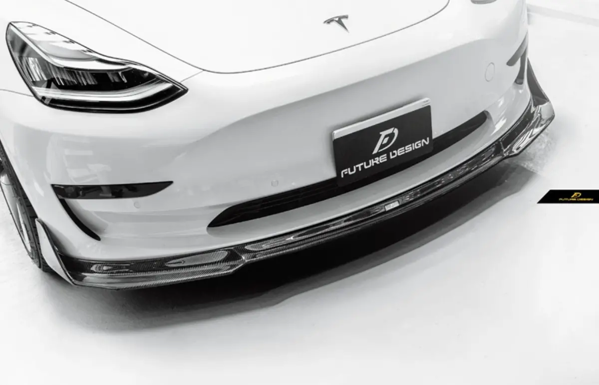 Future Design Carbon Fiber Front Lip Splitter For Tesla Model 3 1