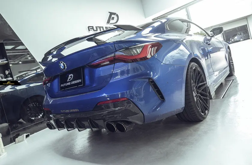 Future Design Carbon Fiber Diffuser W/ Quad Exhaust Tips For Bmw 4-Series G22 Coupe 1