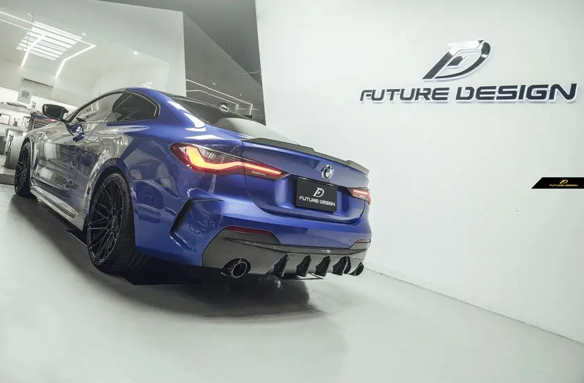 Future Design Carbon Fiber Diffuser W/ Twin Exhaust Outlets For Bmw 4-Series G22 Coupe 1