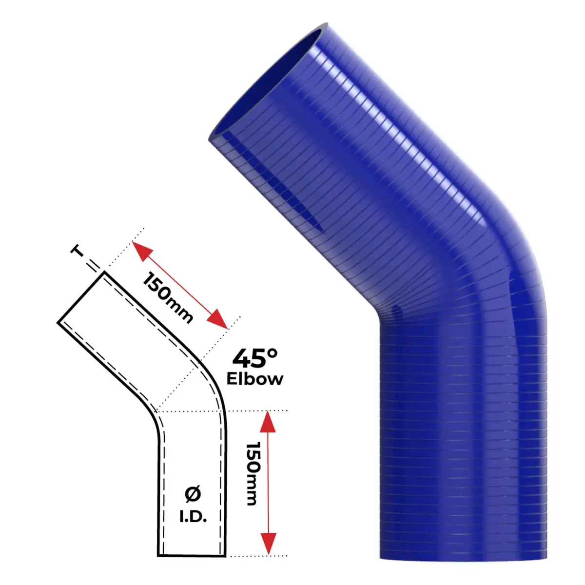 Redback Silicone Hose (3") 45° Bend (Blue) 1