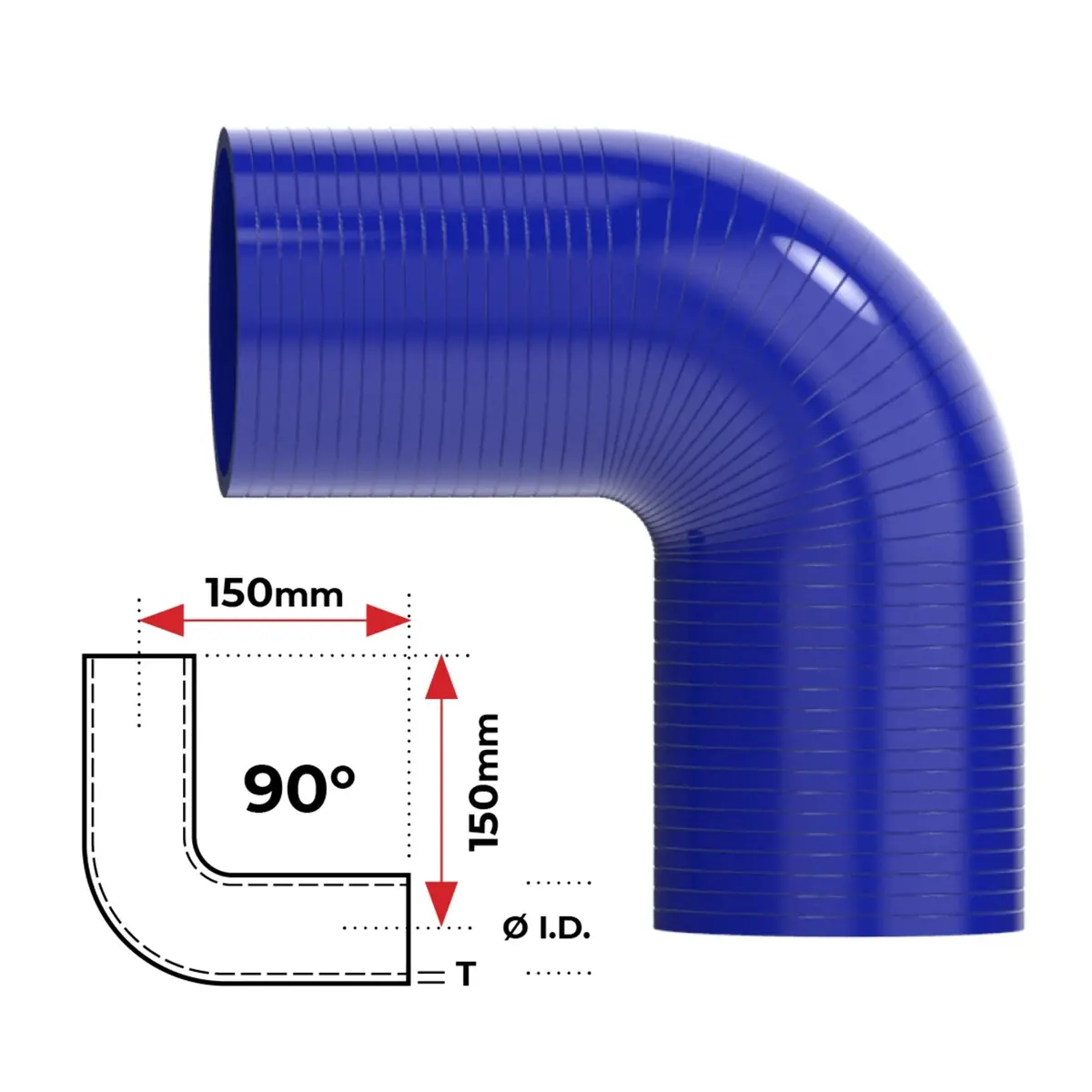 Redback Silicone Hose (3") 90° Bend (Blue) 1