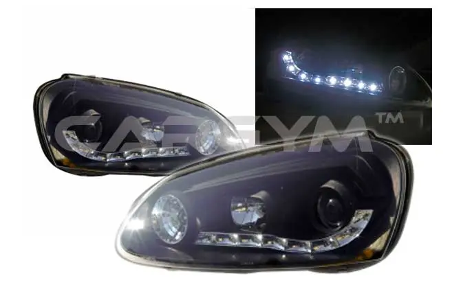 Volkswagen Golf 5 V Gti Projector Led Drl Black Headlight 1