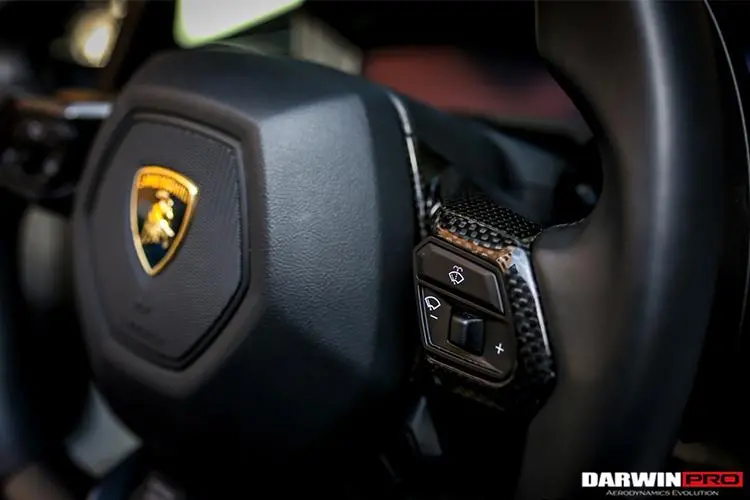 Darwinpro 2015-2019 Lamborghini Huracan Lp610/Lp580 Autoclave Carbon Fiber Center Steering Wheel Trim 1