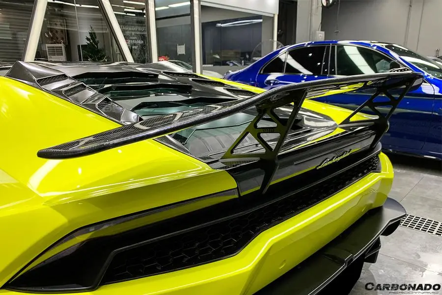 Carbonado 2015-2020 Lamborghini Huracan Lp610/Lp580 Dc Style Carbon Fiber Trunk Spoiler W/ Base 1