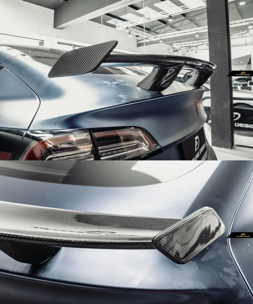 Future Design Carbon Fiber Gt Rear Spoiler For Tesla Model 3 1