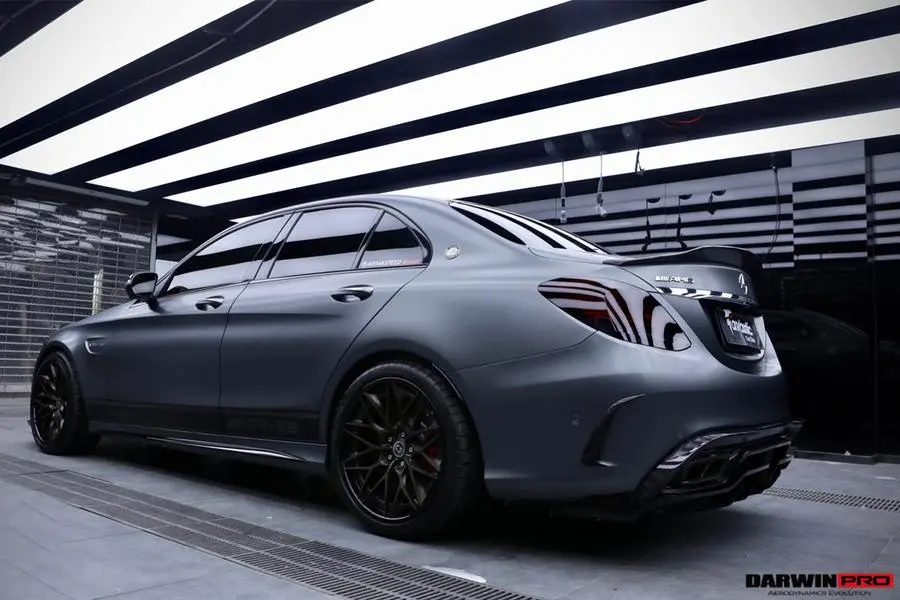 Darwinpro 2015-2018 Mercedes Benz W205 C63/S Amg Sedan Imp Style Carbon Fiber Rear Diffuser W/ Caps 1