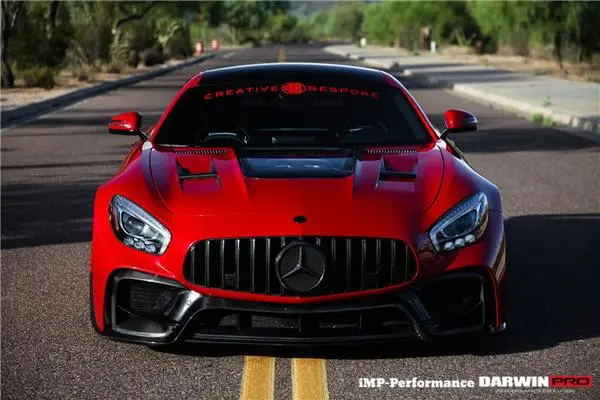 Darwinpro 2015-2016 Mercedes Benz Amg Gt/Gts Imp Style Partial Carbon Fiber Front Bumper W/ Grill 1