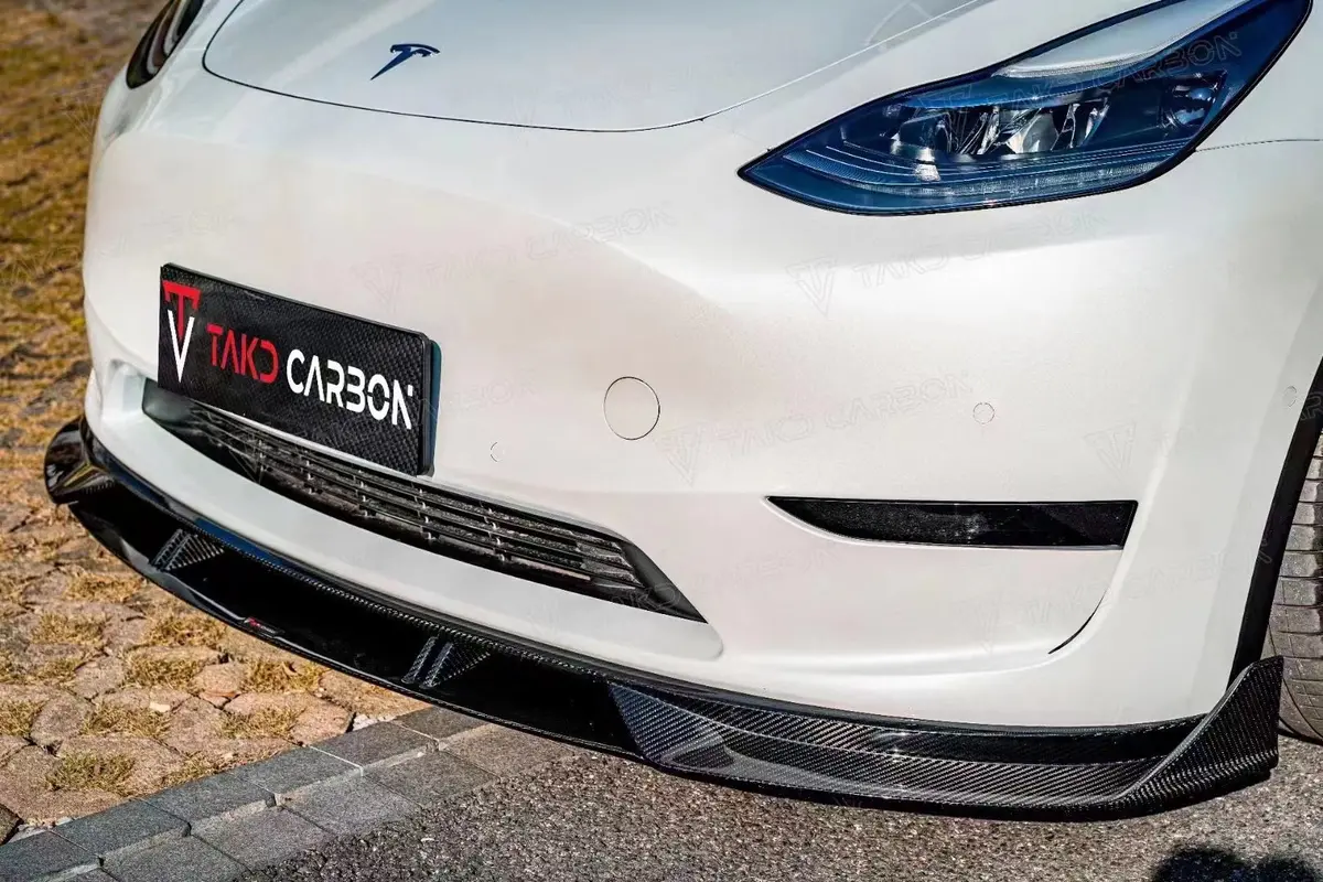 Takd Carbon Dry Carbon Fiber Front Lip Spoiler For Tesla Model Y 1