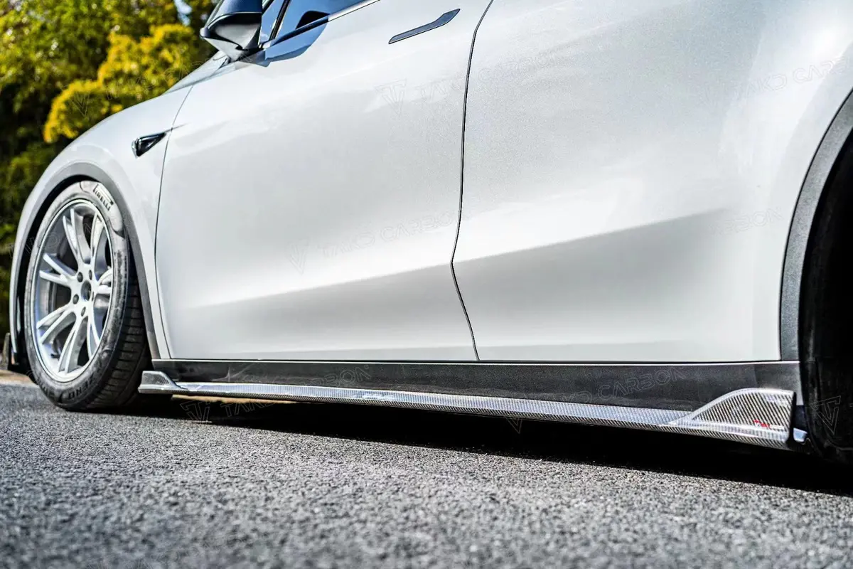Takd Carbon Dry Carbon Fiber Side Skirts For Tesla Model Y 1