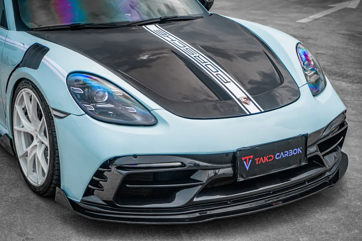 Takd Carbon Front Bumper Kit With Dry Carbon Fiber Front Lip For Porsche 718 Boxster / Cayman 1