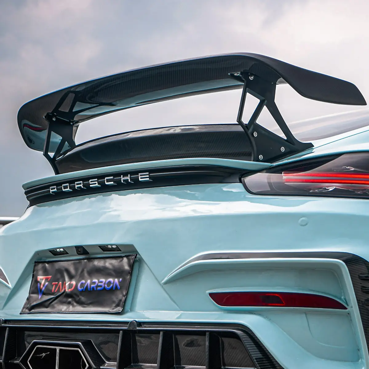 Takd Carbon Dry Carbon Fiber Rear Wing Spoiler Ver. Ii For Porsche 718 Cayman 1