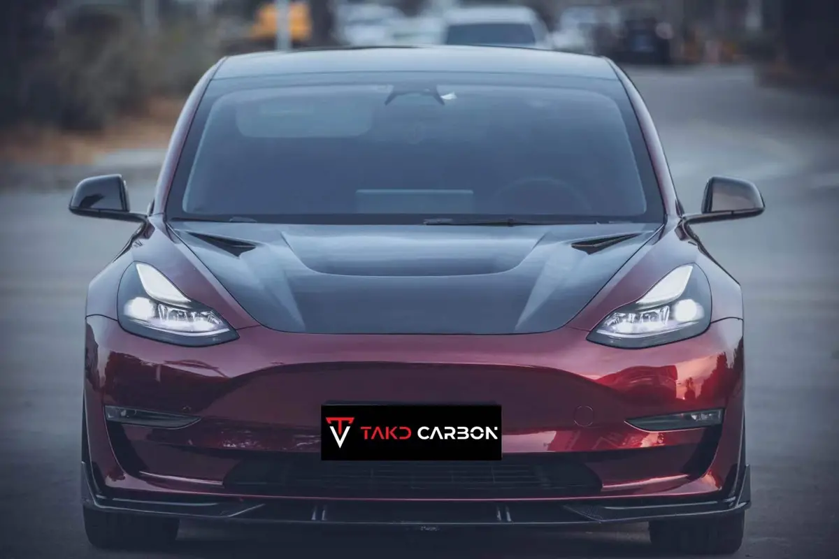 Takd Carbon Dry Carbon Fiber Front Spoiler For Tesla Model 3 1