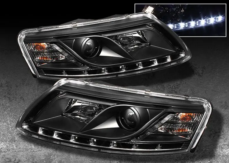 Audi 05-08 A6 S6 C6 Led Drl Devil Eye Black Projector Headlight 1