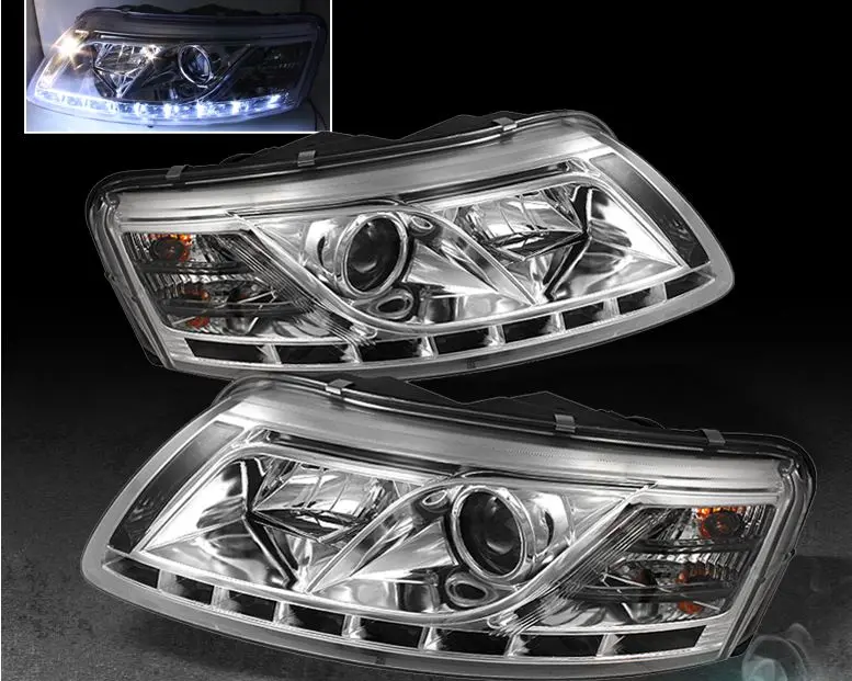 Audi 05-08 A6 S6 C6 Led Drl Devil Eye Chrome Projector Headlight 1