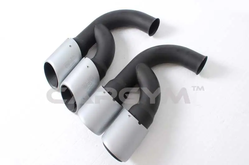 Porsche 958 Cayenne 2011+ Turbo Style Matt Silver Exhaust Tips 1
