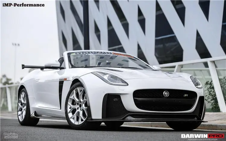 Darwinpro 2013-2017 Jaguar F-Type Coupe/Convertible Imp Style Partial Carbon Fiber Front Bumper W/ Big Lip 1