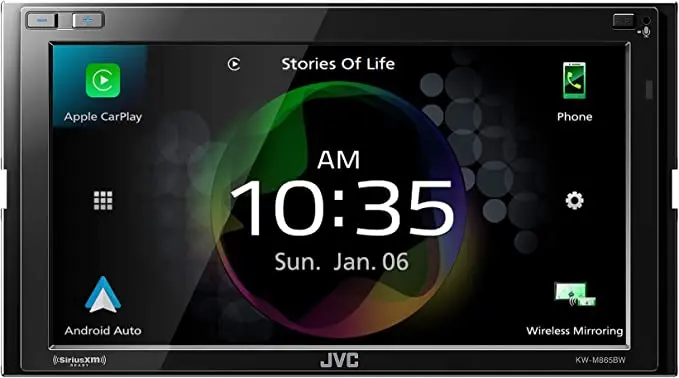Jvc Kw-M865bw Built In Wi-Fi For Wireless Carplay Android Auto, 6.8" Lcd Touchscreen Display, Am/Fm, Bluetooth, Mp3 Player, Usb Port, Double Din, 13-Band Eq, Siriusxm Car Radio 1