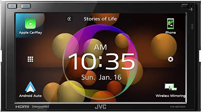 Jvc Kw-M875bw Built In Wi-Fi For Wireless Carplay Android Auto, 6.8" Lcd Touchscreen Display, Am/Fm, Bluetooth, Mp3 Player, Usb Port, Double Din, 13-Band Eq, Siriusxm Car Radio 1