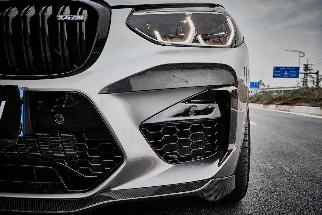 Karbel Carbon Dry Carbon Fiber Upper Valences + Fog Lights Trims For Bmw X4m & X4mc F98 & X3m & X3mc F97 2019-2021 1