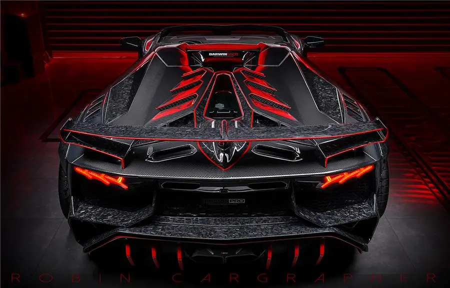 Darwinpro 2013-2016 Lamborghini Aventador Lp700 Roadster Sv-Bkssii Style Engine Hood And Wing 1