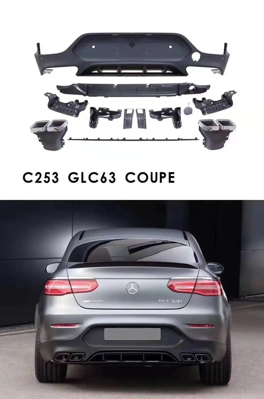 Mercedes-Benz Glc63 Amg Style Rear Diffuser And Exhaust Tips For Glc X253 1