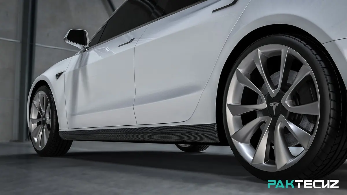 Paktechz Carbon Fiber Side Skirts For Tesla Model 3 1