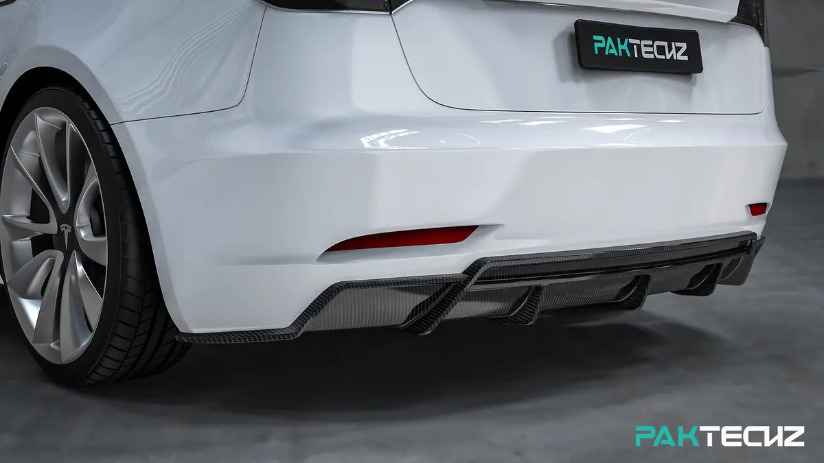 Paktechz Carbon Fiber Rear Diffuser For Tesla Model 3 1