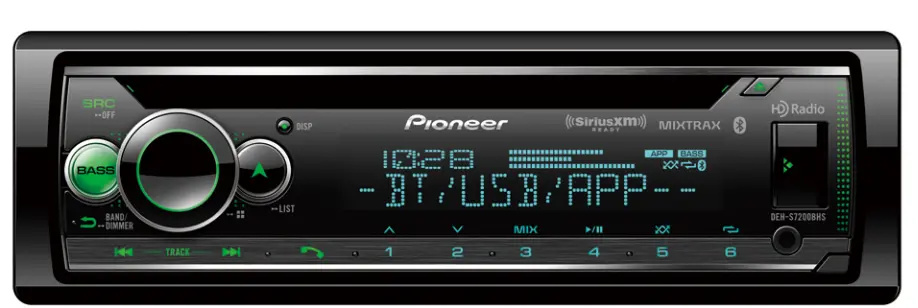 Pioneer Pc-Deh-S7200bhs Am/Fm/Cd/Hd Radio/Bt/Aux/Usb, & Sxm Ready Smart Sync App Compatible Radio Sdin 1