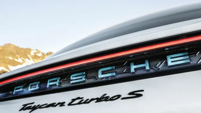 Porsche Taycan Center Glacier Ice Blue Logo Taillight Set 1