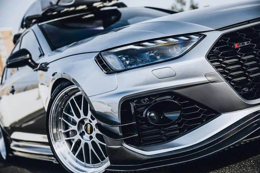 Darwinpro 2020-2022 Audi Rs4 B9.5 Bkss Style Carbon Fiber Front Bumper Canards 1