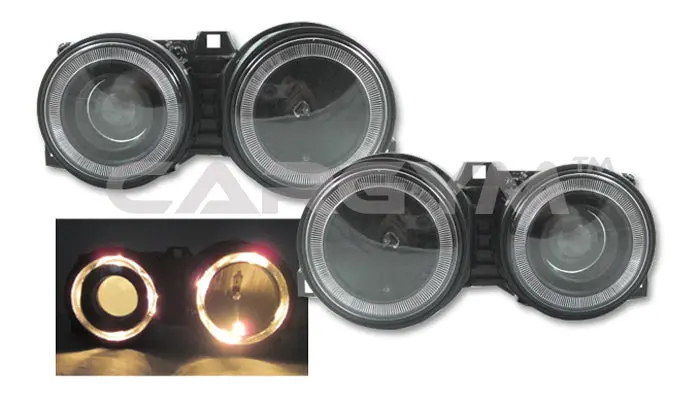Bmw E30 1983-1991 Angel Eyes Black Housing Glass Lens Headlight 1