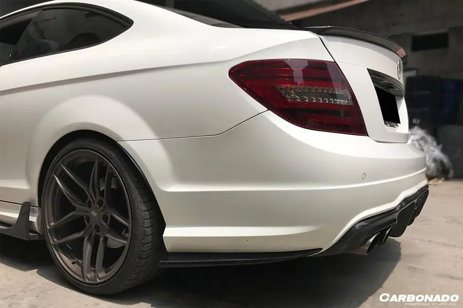 Carbonado 2012-2014 Mercedes Benz W204 C63 Amg Rzs Style Carbon Fiber Rear Bumper Caps 1