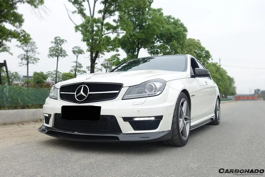 Carbonado 2012-2014 Mercedes Benz W204 C63 Amg Rz Style Carbon Fiber Front Lip Spoiler 1