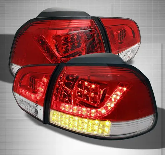 Vw Golf Vi Mk6 2009+ R Style Red & Clear Led Taillight 1